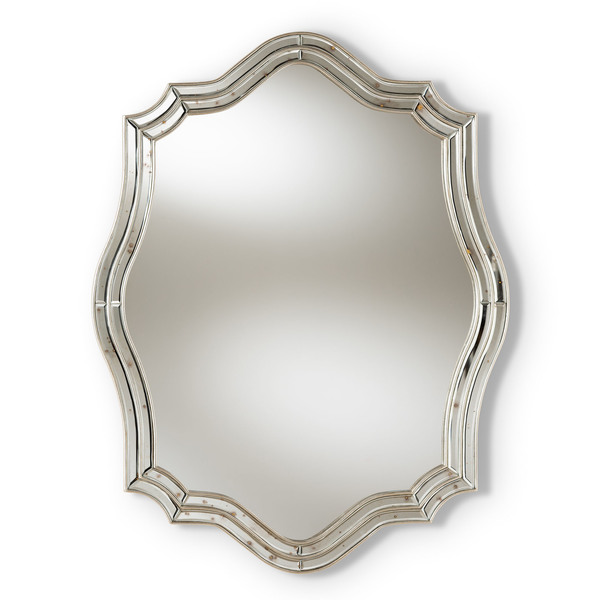 Baxton Studio Isidora Art Deco Antique Silver Finished Accent Wall Mirror 150-8899